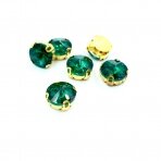10mm Emerald sp. apvalūs kristalai aukso sp. rėmeliuose, 6vnt.