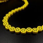 10mm geltonos sp. polimerinio molio karoliukai šypsenėlės, 40cm juosta