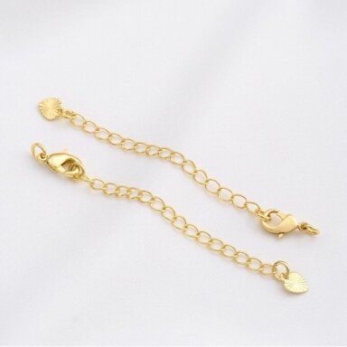 10mm 18k aukso sp. nerūdijančio plieno karabinas su grandinėle, 1vnt. 10mm 18k aukso sp. nerūdijančio plieno karabinas su grandinėle, 1vnt.