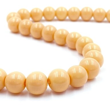 10mm blizgūs oranžinės sp. stiklo karoliukai, 40cm juosta