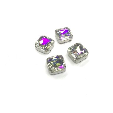 10mm crystal AB sp. kristalai sidabro sp. rėmeliuose, 4vnt