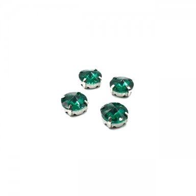 12mm Emerald sp. apvalūs kristalai sidabro sp. rėmeliuose, 6vnt.