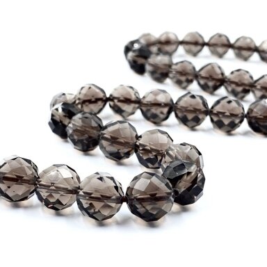 10mm facetuotas dūminis obsidianas, 40cm juosta