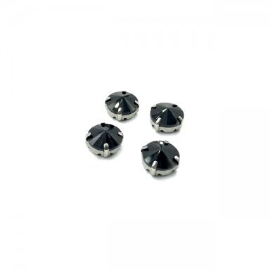 12mm juodos sp. apvalūs kristalai sidabro sp. rėmeliuose, 6vnt.