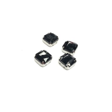10mm juodos sp. kristalai sidabro sp. rėmeliuose, 4vnt