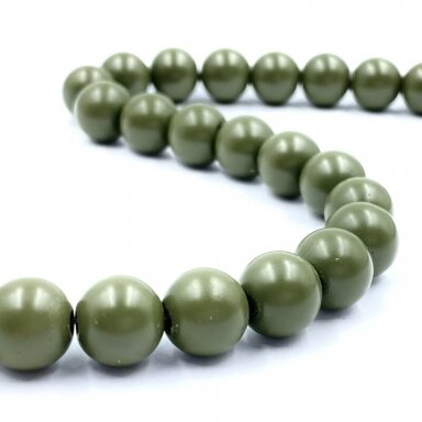 10mm matiniai chaki sp. stiklo karoliukai, 40cm juosta