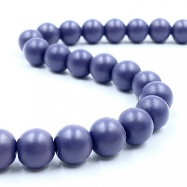 10mm matiniai violetinės sp. stiklo karoliukai, 40cm juosta