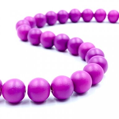 10mm matiniai violetinės sp. stiklo karoliukai, 40cm juosta