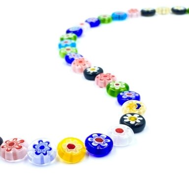 10mm mix sp. disko formos murano stiklo karoliukai, 40cm juosta