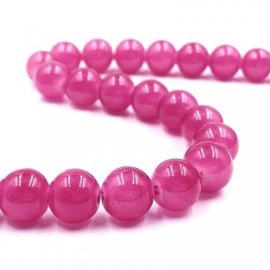 10mm rožinės sp. stiklo karoliukai, 40cm juosta 10mm rožinės sp. stiklo karoliukai, 40cm juosta