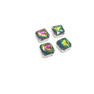 10mm Vitrail sp. kristalai sidabro sp. rėmeliuose, 4vnt