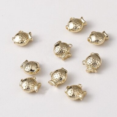 10x10mm 14k aukso sp. nerūdijančio plieno pakabukas žuvytė, 1vnt.