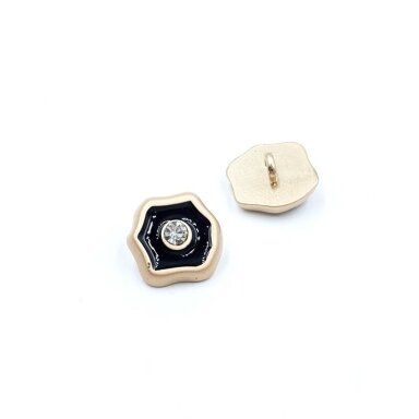 10x11mm aukso ir juodos sp. metalinė saga su kilpute, 2vnt.