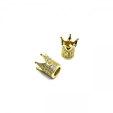 10x12mm aukso sp. nerūdijančio plieno intarpas su cirkoniais karūna, 1vnt. 10x12mm aukso sp. nerūdijančio plieno intarpas su cirkoniais karūna, 1vnt.