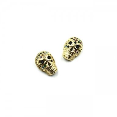 10x14mm aukso sp. nerūdijančio plieno intarpas su cirkoniais kaukolė, 1vnt. 10x14mm aukso sp. nerūdijančio plieno intarpas su cirkoniais kaukolė, 1vnt.