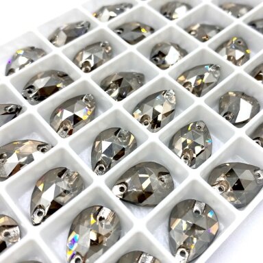 10x14mm rudos metalic sp. lašo formos prisiuvami kristalai, 2vnt.