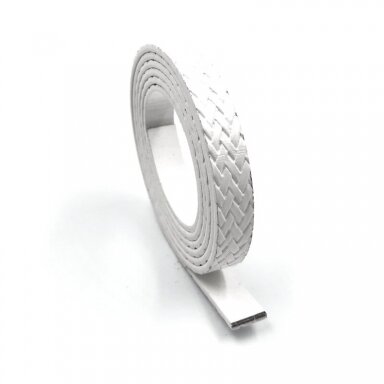 10x2mm baltos sp. dirbtinės odos juostelė, 1m