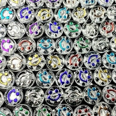 10x6mm skaidrūs plastiko karoliukai šypsenėlės, 20vnt.