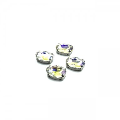 14x10mm crystal AB sp. kristalai sidabro sp. rėmeliuose, 4vnt.