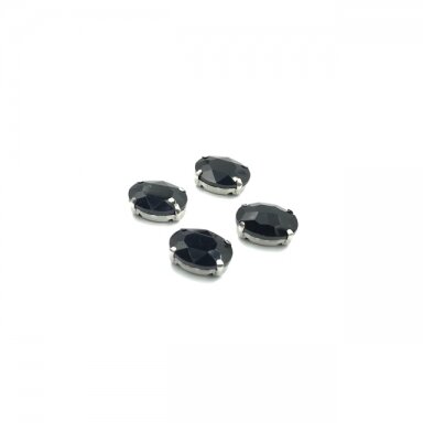 14x10mm juodos sp. kristalai sidabro sp. rėmeliuose, 4vnt.