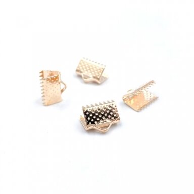 10x8mm rausvo aukso sp. užbaigimo detalė juostelei, 28vnt.