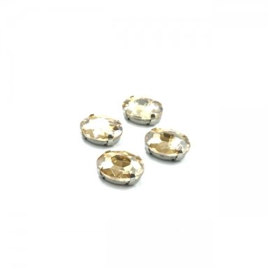 14x10mm šviesios dūminės sp. kristalai sidabro sp. rėmeliuose, 4vnt.