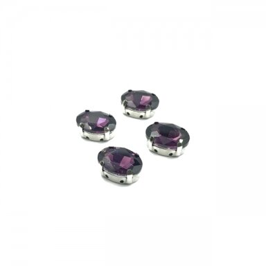 14x10mm violetinės sp. kristalai sidabro sp. rėmeliuose, 4vnt.