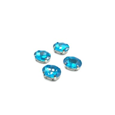 14x10mm žydros sp. kristalai sidabro sp. rėmeliuose, 4vnt.