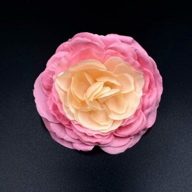 ±10cm rožinės ir persikinės sp. medžiaginės gėlės žiedas, 1vnt.