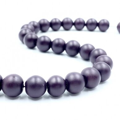 10mm matiniai violetinės sp. stiklo karoliukai, 40cm juosta 10mm matiniai violetinės sp. stiklo karoliukai, 40cm juosta