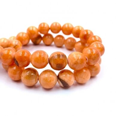 10mm oranžinės sp. žadeitas, 40cm juosta 10mm oranžinės sp. žadeitas, 40cm juosta