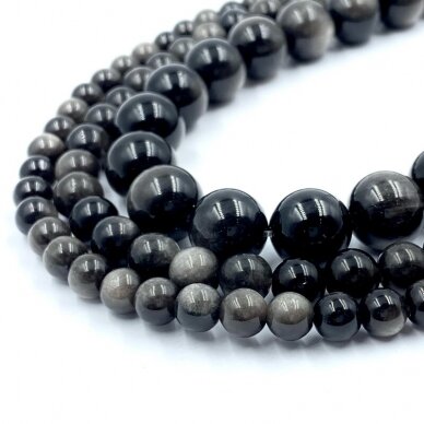 10mm pilkasis obsidianas, 40cm juosta 10mm pilkasis obsidianas, 40cm juosta