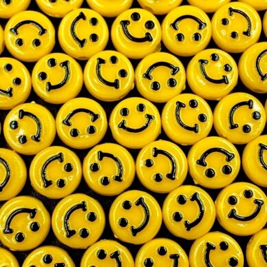 10x6mm geltonos sp. plastiko karoliukai šypsenėlės, 20vnt.