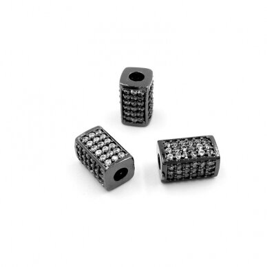 10x6mm juodos sp. nerūdijančio plieno intarpas su cirkoniais, 1vnt. 10x6mm juodos sp. nerūdijančio plieno intarpas su cirkoniais, 1vnt.