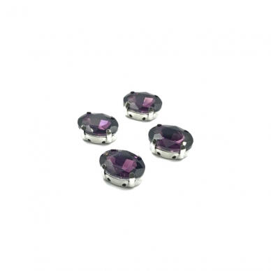 14x10mm violetinės sp. kristalai sidabro sp. rėmeliuose, 4vnt.