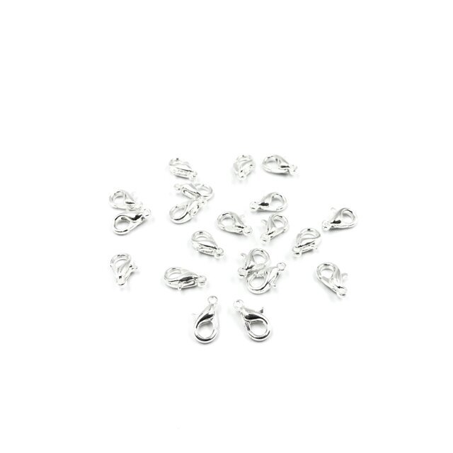 10mm sidabro sp. užsegimai karabinai, 20vnt.