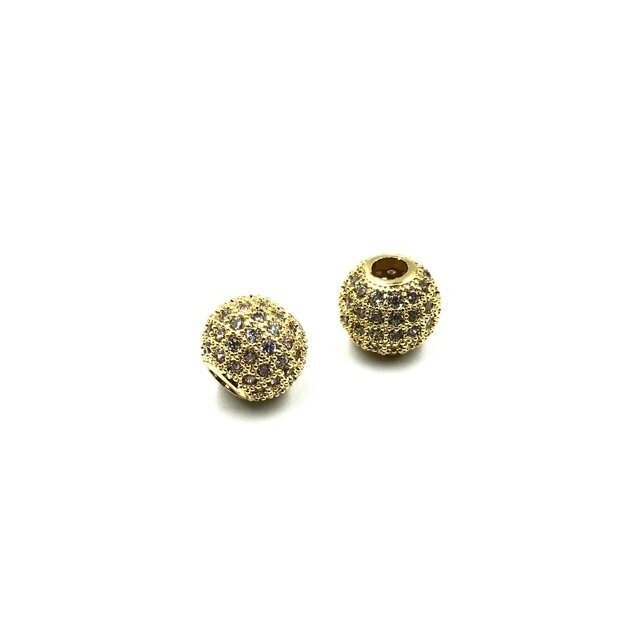 10mm aukso sp. nerūdijančio plieno intarpas su cirkoniais, 1vnt.