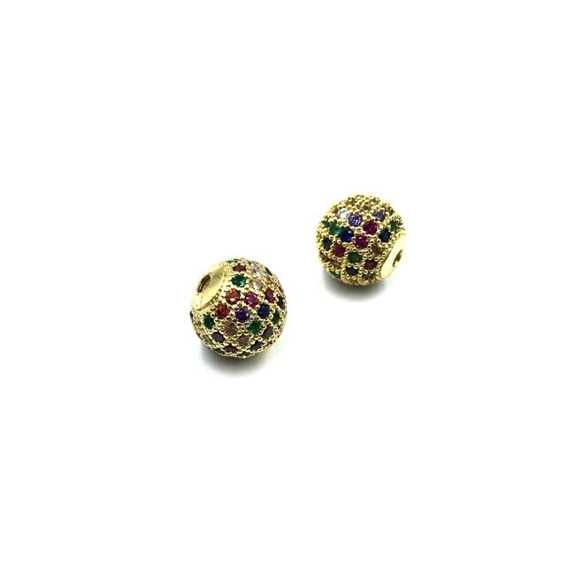 10mm aukso sp. nerūdijančio plieno intarpas su cirkoniais, 1vnt. 10mm aukso sp. nerūdijančio plieno intarpas su cirkoniais, 1vnt.