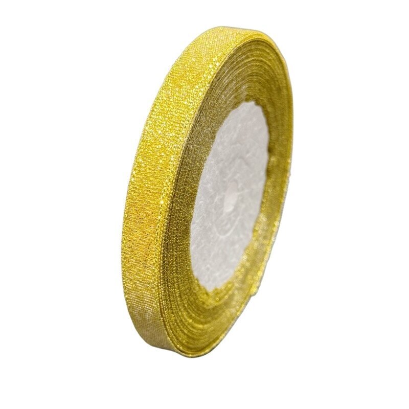 10mm aukso sp. blizgi organzos juostelė, 1vnt., ±20m