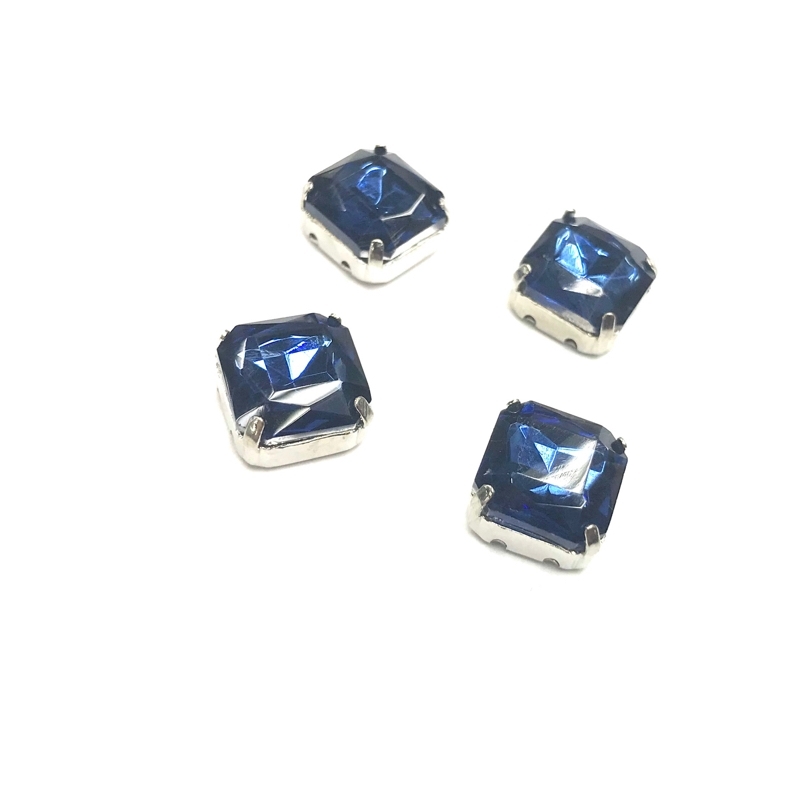 10mm indigo sp. kristalai sidabro sp. rėmeliuose, 4vnt