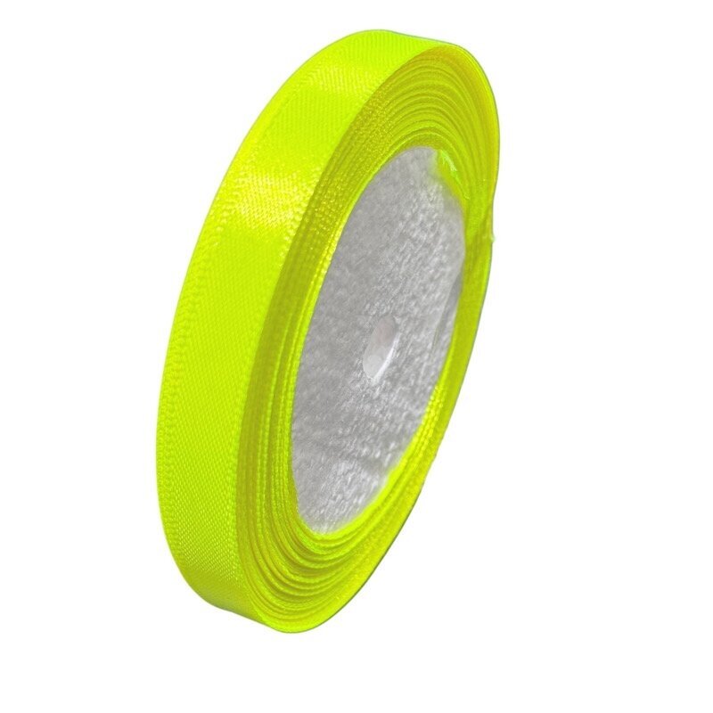 10mm neoninės geltonos sp. atlasinė juostelė, ±20m