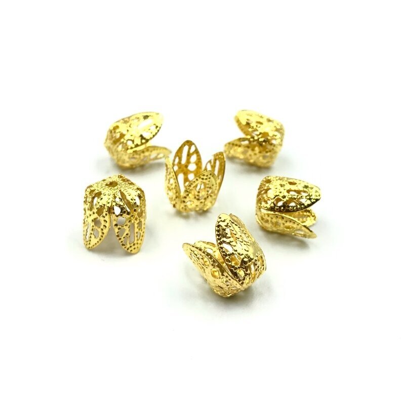 10x11mm aukso sp. ažūrinės kepurėlės, 15vnt.