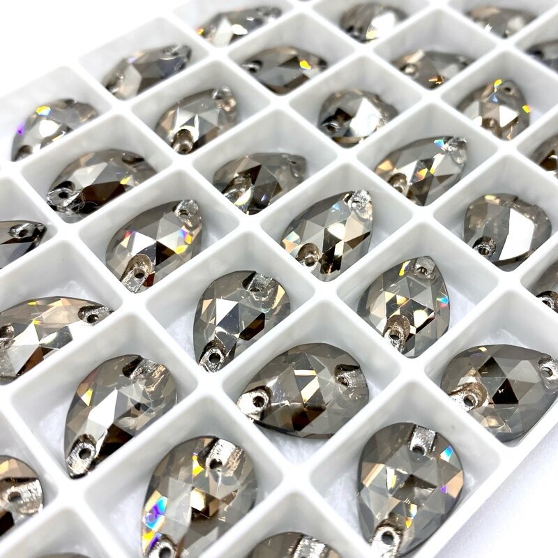 10x14mm rudos metalic sp. lašo formos prisiuvami kristalai, 2vnt.