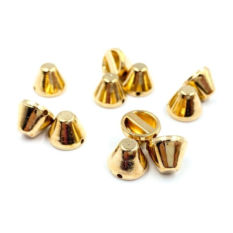10x7mm rausvo aukso sp. prisiuvamos plastiko kniedės, 10g (apie 29vnt.)