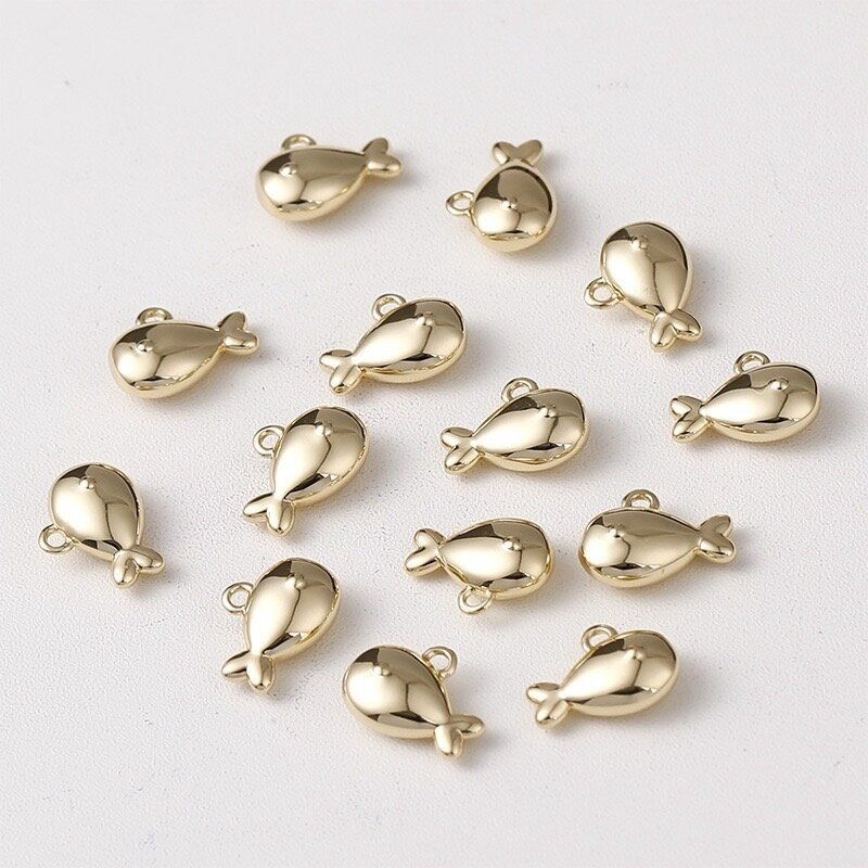 10x8mm 14k aukso sp. nerūdijančio plieno pakabukas žuvytė, 1vnt.
