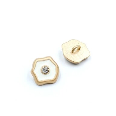 11mm aukso ir baltos sp. metalinė saga su kilpute, 2vnt.