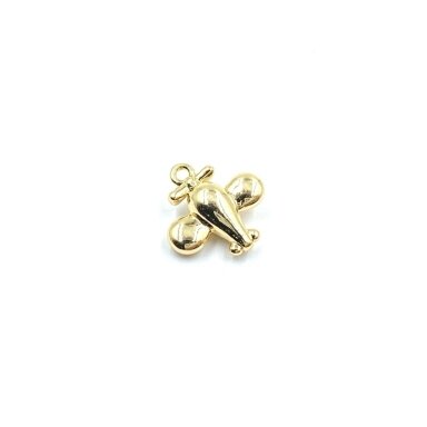 11x11mm 14k aukso sp. nerūdijančio plieno pakabukas lėktuvas, 1vnt.