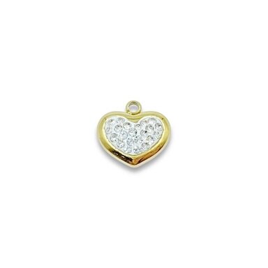 11x11mm 14k aukso sp. nerūdijančio plieno pakabukas širdis, 1vnt.