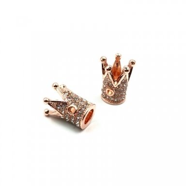 11x12mm rausvo aukso sp. nerūdijančio plieno intarpas su cirkoniais karūna, 1vnt. 11x12mm rausvo aukso sp. nerūdijančio plieno intarpas su cirkoniais karūna, 1vnt.