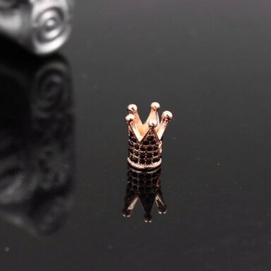 11x12mm rausvo aukso sp. nerūdijančio plieno intarpas su cirkoniais karūna, 1vnt. 11x12mm rausvo aukso sp. nerūdijančio plieno intarpas su cirkoniais karūna, 1vnt.